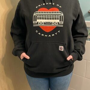 Carhartt Black Sweatshirt with Red Heart and Graphic